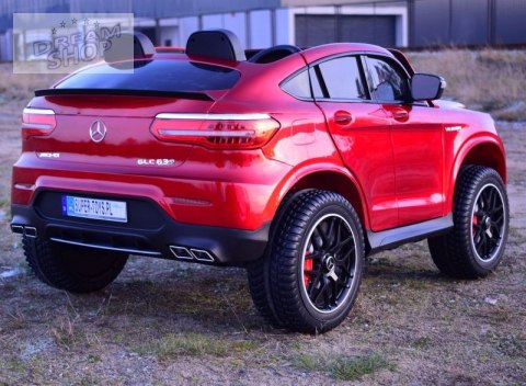 MERCEDES GLC 63S LICENCJA, 4X4, 2x12V, WALIZKA, MIĘKKIE KOŁA EVA, MIĘKKIE SIEDZENIE, LAKIER POLEROWANY, FULL OPCJA/XMX608