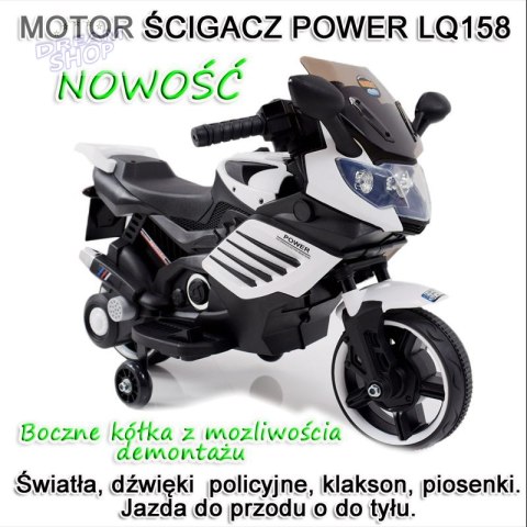 MOTOR ŚCIGACZ POWER 158 - PIERWSZY MOTOREK DLA DZIECKA, MIĘKKIE SIEDZENIE, MIĘKKIE KOŁA EVA/LQ158
