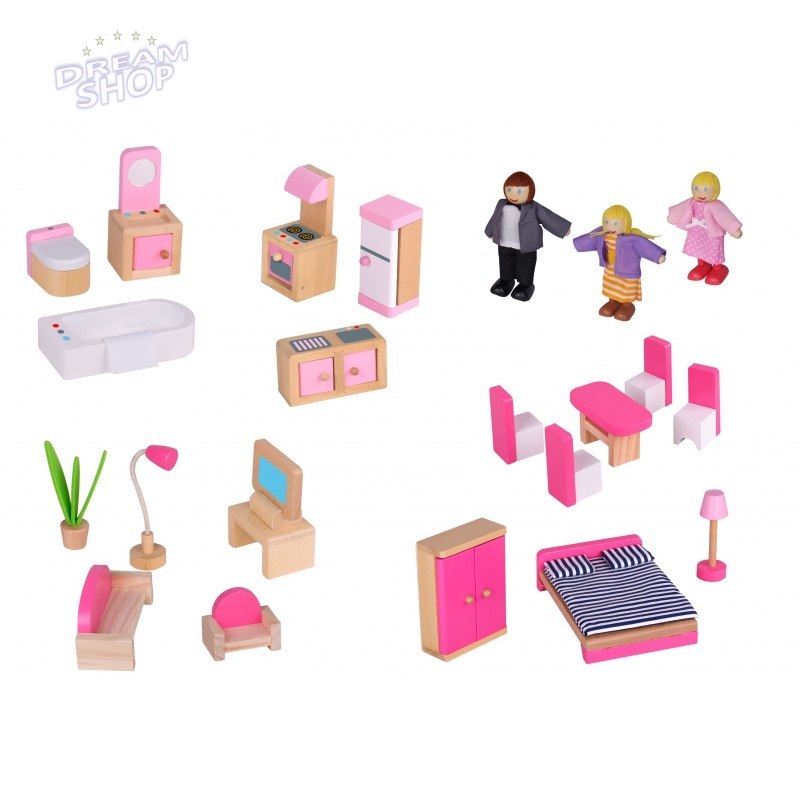 TOOKY TOY Dwupiętrowy Drewniany Domek Dla Lalek TOOKY TOY Dwupiętrowy Drewniany Domek Dla Lalek