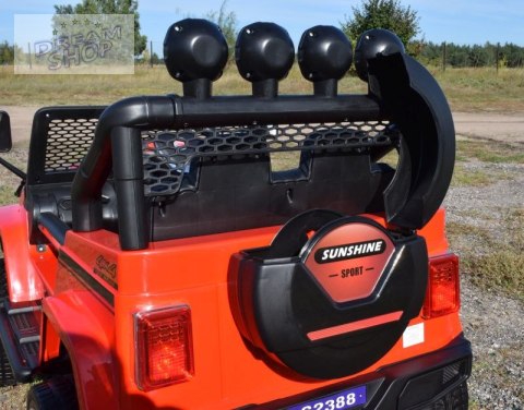 MEGA JEEP SUNSHINE, NAPĘD 4X4, 2X12V, WOLNY START/ MIĘKKIE KOŁA, BLUETOOTH, RADIO EXCLUSIVE/2388 MEGA JEEP SUNSHINE, NAPĘD 4X4, 2X12V, WOLNY START/ MIĘKKIE KOŁA, BLUETOOTH, RADIO EXCLUSIVE/2388