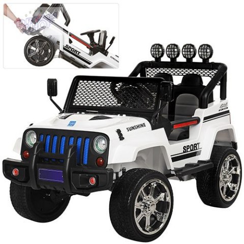 MEGA JEEP SUNSHINE, NAPĘD 4X4, 2X12V ,WOLNY START/ MIĘKKIE KOŁA, BLUETOOTH, RADIO EXCLUSIVE/2388 MEGA JEEP SUNSHINE, NAPĘD 4X4, 2X12V ,WOLNY START/ MIĘKKIE KOŁA, BLUETOOTH, RADIO EXCLUSIVE/2388