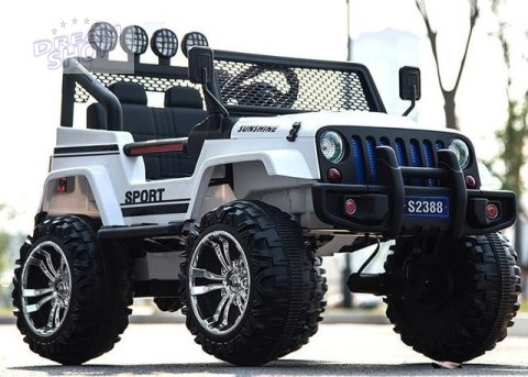 MEGA JEEP SUNSHINE, NAPĘD 4X4, 2X12V ,WOLNY START/ MIĘKKIE KOŁA, BLUETOOTH, RADIO EXCLUSIVE/2388 MEGA JEEP SUNSHINE, NAPĘD 4X4, 2X12V ,WOLNY START/ MIĘKKIE KOŁA, BLUETOOTH, RADIO EXCLUSIVE/2388