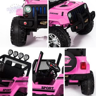 MEGA JEEP SUNSHINE, NAPĘD 4X4, 2X12V ,WOLNY START/ MIĘKKIE KOŁA, BLUETOOTH, RADIO EXCLUSIVE/2388