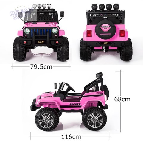 MEGA JEEP SUNSHINE, NAPĘD 4X4, 2X12V ,WOLNY START/ MIĘKKIE KOŁA, BLUETOOTH, RADIO EXCLUSIVE/2388 MEGA JEEP SUNSHINE, NAPĘD 4X4, 2X12V ,WOLNY START/ MIĘKKIE KOŁA, BLUETOOTH, RADIO EXCLUSIVE/2388