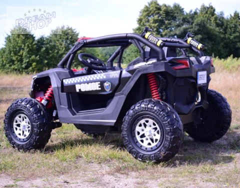 MEGA BUGGY UTV POLICJA TURBO R FOX DLA 2 DZIECI 4X200 W, 24V, SUPER MOC, WSPOMAGANIE/XB2118
