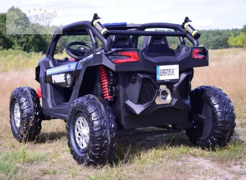 MEGA BUGGY UTV POLICJA TURBO R FOX DLA 2 DZIECI 4X200 W, 24V, SUPER MOC, WSPOMAGANIE/XB2118