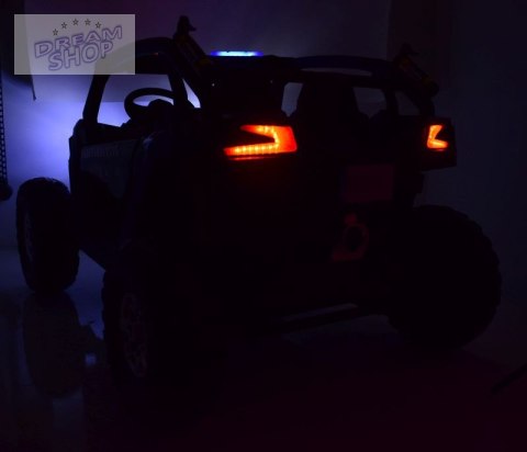 MEGA BUGGY UTV POLICJA TURBO R FOX DLA 2 DZIECI 4X200 W, 24V, SUPER MOC, WSPOMAGANIE/XB2118