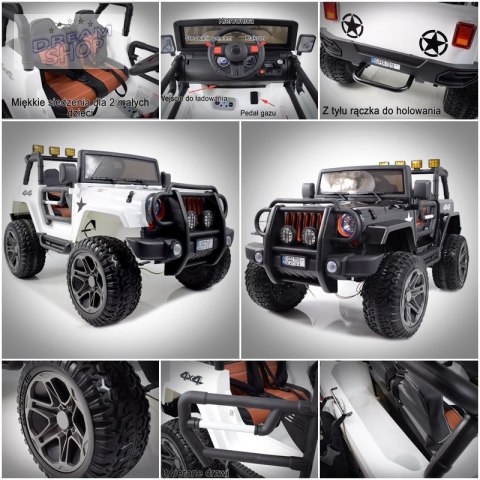 MEGA JEEP 4X4 Z REDUKTOREM NAPĘDU EXCLUSIVE 24 V, 480 WAT, WOLNY START,MIĘKKIE KOŁA /WXE1688-24V