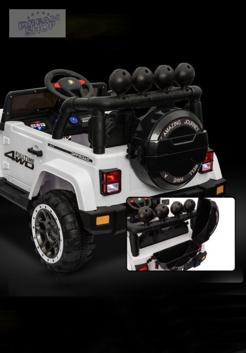 MEGA JEEP FULLTIME, NAPĘD 4X4, 1X12V ,WOLNY START/ MIĘKKIE KOŁA, EXCLUSIVE/7588