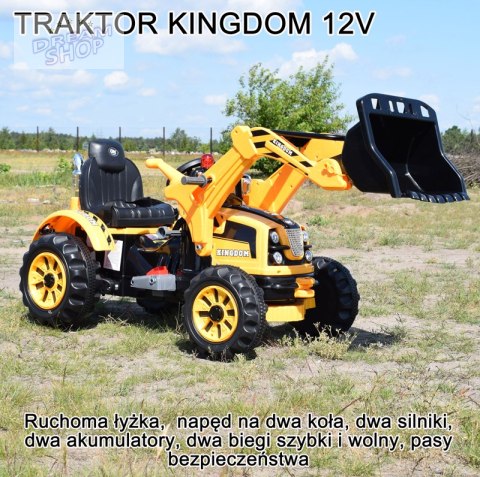 MOCNY TRAKTOR Z ŁYŻKĄ KINGDOM 12V DWIE PRĘDKOŚCI/JS328A MOCNY TRAKTOR Z ŁYŻKĄ KINGDOM 12V DWIE PRĘDKOŚCI/JS328A