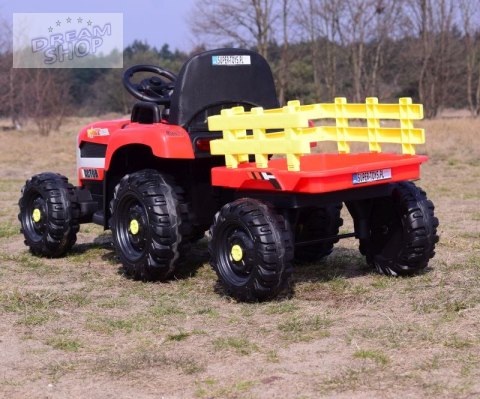 SUPER TRAKTOR FAST NA AKUMULATOR Z PRZYCZEPĄ, MIĘKKIE KOŁA, MIĘKKIE SIEDZENIE, PILOT/JC005