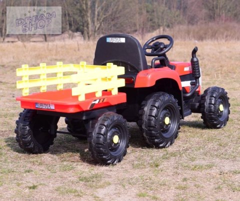 SUPER TRAKTOR FAST NA AKUMULATOR Z PRZYCZEPĄ, MIĘKKIE KOŁA, MIĘKKIE SIEDZENIE, PILOT/JC005