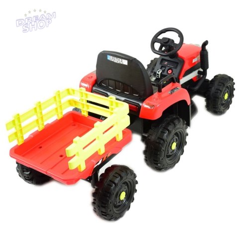 SUPER TRAKTOR FAST NA AKUMULATOR Z PRZYCZEPĄ, MIĘKKIE KOŁA, MIĘKKIE SIEDZENIE, PILOT/JC005