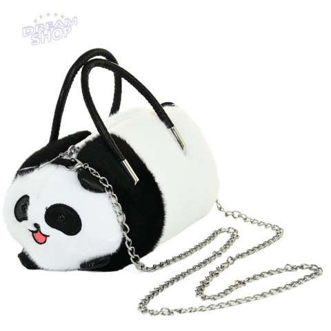 Pluszowa Torba Panda Uchwyty Metalowy Łańcuszek Czarno Biała 20cm Pluszowa Torba Panda Uchwyty Metalowy Łańcuszek Czarno Biała 20cm