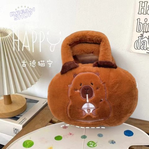 Torba Pluszowa Z Kapibarą Z Kubkiem Brązowy 20cm Torba Pluszowa Z Kapibarą Z Kubkiem Brązowy 20cm