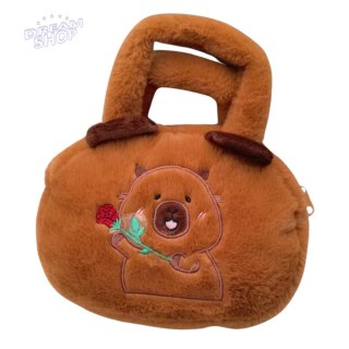 Torba Pluszowa Z Kapibarą Z Różą Brązowy 20cm