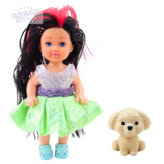 Zestaw Mini Laleczka W Sukience Piesek Lalka Pupil Mix 12cm