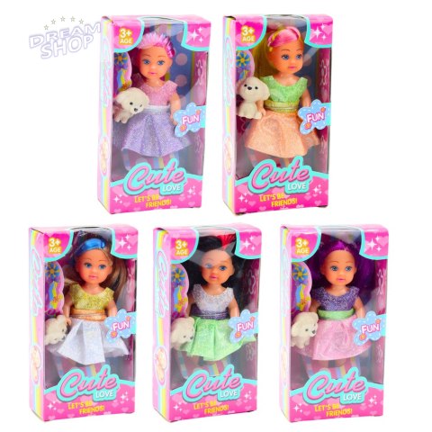 Zestaw Mini Laleczka W Sukience Piesek Lalka Pupil Mix 12cm Zestaw Mini Laleczka W Sukience Piesek Lalka Pupil Mix 12cm