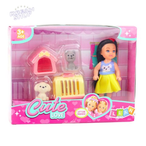 Zestaw Mini Laleczka W Sukience Pieski Buda Transporter