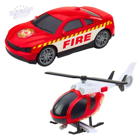 Zestaw Straż Ciężarówka Helikopter Samochód Światła Dźwięki Zestaw Straż Ciężarówka Helikopter Samochód Światła Dźwięki