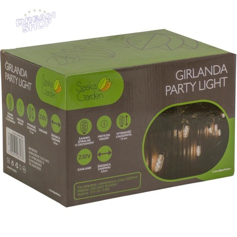 PARTY LIGHT GIRLANDA ZEWNĘTRZNA 12 ŻARÓWEK 12LED SPIRALNYCH 6,3M 230V PARTY LIGHT GIRLANDA ZEWNĘTRZNA 12 ŻARÓWEK 12LED SPIRALNYCH 6,3M 230V