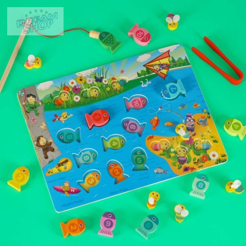 Puzzle drewiane magnetyczne łowienie rybek cyferki