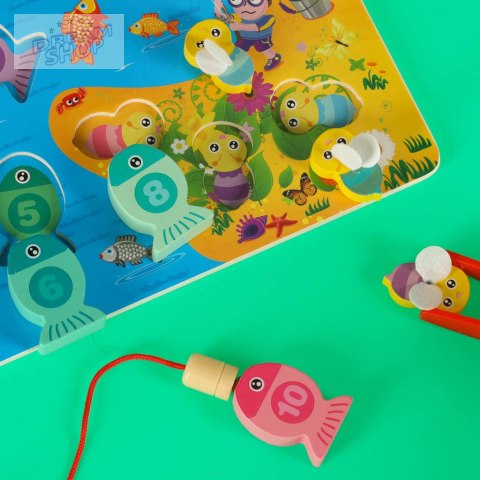 Puzzle drewiane magnetyczne łowienie rybek cyferki