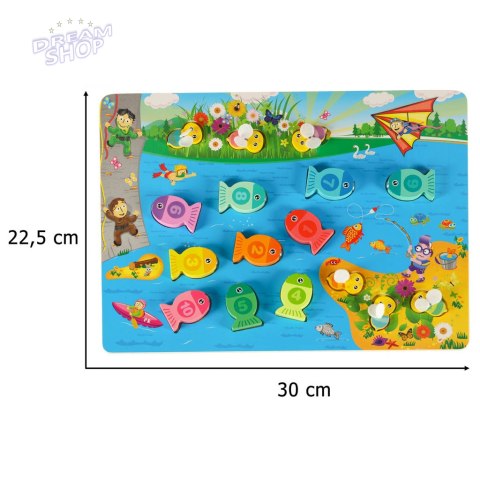 Puzzle drewiane magnetyczne łowienie rybek cyferki