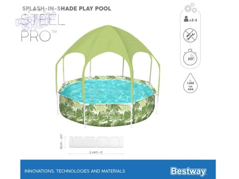 Bestway basen stelażowy 244x51 cm z daszkiem 56432 Bestway basen stelażowy 244x51 cm z daszkiem 56432