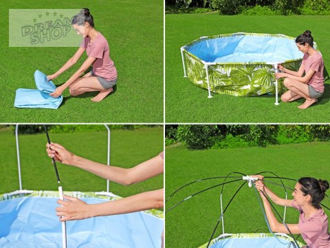 Bestway basen stelażowy 244x51 cm z daszkiem 56432 Bestway basen stelażowy 244x51 cm z daszkiem 56432