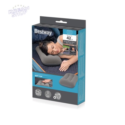 Dmuchana Poduszka Welurowa Szara 42 cm Bestway 67121 Dmuchana Poduszka Welurowa Szara 42 cm Bestway 67121