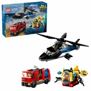 LEGO 60462 CITY Zestaw z helikopterem, wozem strażackim i łodzią podwodną