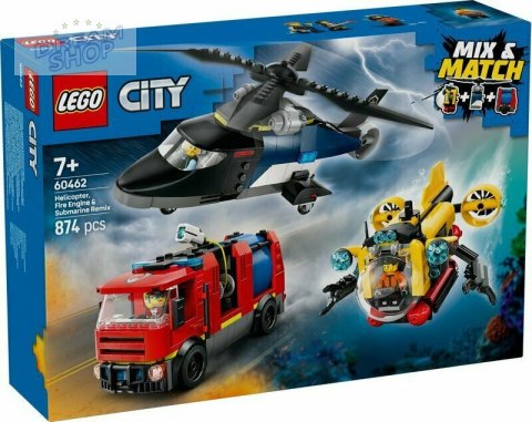 LEGO 60462 CITY Zestaw z helikopterem, wozem strażackim i łodzią podwodną LEGO 60462 CITY Zestaw z helikopterem, wozem strażackim i łodzią podwodną