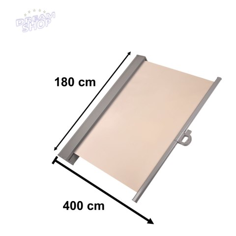 Markiza boczna tarasowa LUARO parawan zwijana 180 x 400 cm beżowa Markiza boczna tarasowa LUARO parawan zwijana 180 x 400 cm beżowa