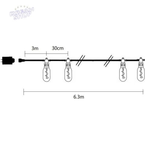 PARTY LIGHT GIRLANDA ZEWNĘTRZNA 12 ŻARÓWEK 12LED SPIRALNYCH 6,3M 230V PARTY LIGHT GIRLANDA ZEWNĘTRZNA 12 ŻARÓWEK 12LED SPIRALNYCH 6,3M 230V