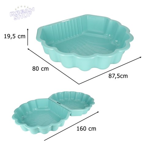 Piaskownica zamykana basen Muszelka Twins podwójna 2w1 160x87,5x19,5cm miętowa Piaskownica zamykana basen Muszelka Twins podwójna 2w1 160x87,5x19,5cm miętowa
