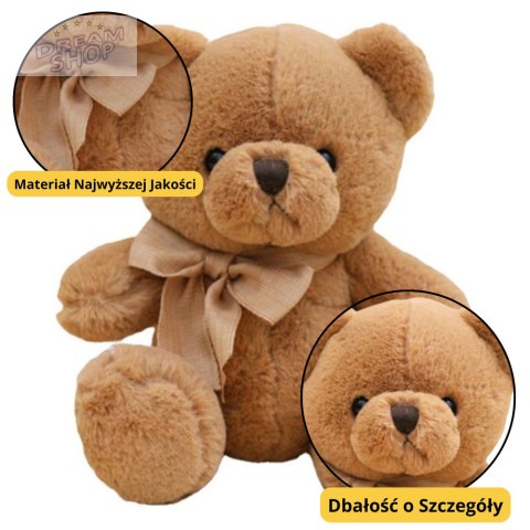 Pluszowa Maskotka Przytulanka Duży Miś Z Kokardką Brązowy 40cm