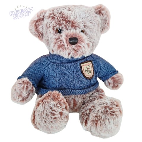 Pluszowa Maskotka Przytulanka Miś Szary Niebieski Sweterek 21cm