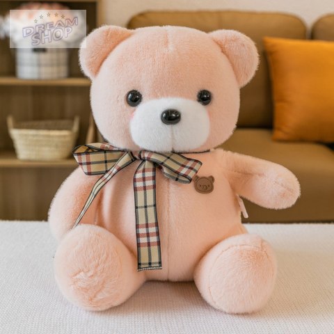 Pluszowa Maskotka Przytulanka Miś Z Kokardką Kremowy 23cm