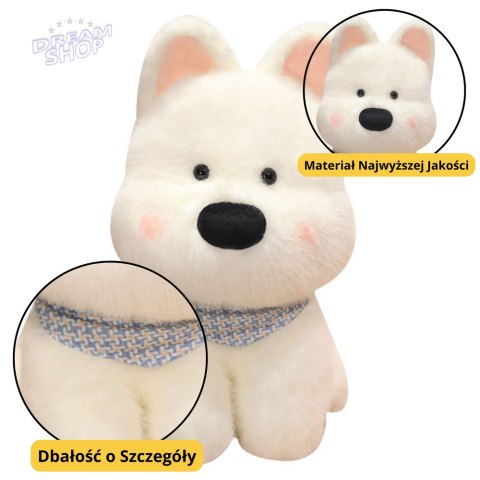 Pluszowa Maskotka Przytulanka Piesek Z Niebieską Chustą Biały 33cm