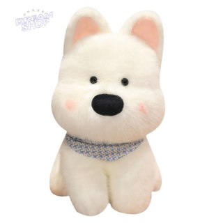 Pluszowa Maskotka Przytulanka Piesek Z Niebieską Chustą Biały 33cm