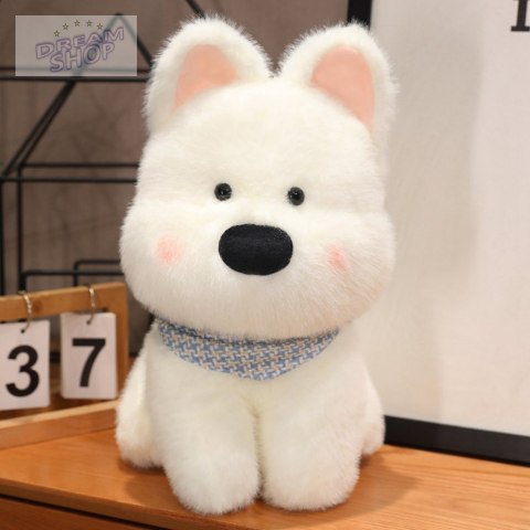 Pluszowa Maskotka Przytulanka Piesek Z Niebieską Chustą Biały 33cm