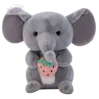 Pluszowa Maskotka Przytulanka Słoń Z Truskawką Szary 23cm