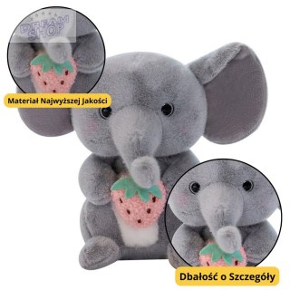 Pluszowa Maskotka Przytulanka Słoń Z Truskawką Szary 23cm
