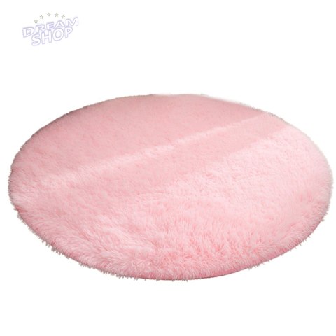 Pluszowy Miękki Dywan Okrągły Antypoślizgowy Jasno Różowy 122cm Pluszowy Miękki Dywan Okrągły Antypoślizgowy Jasno Różowy 122cm