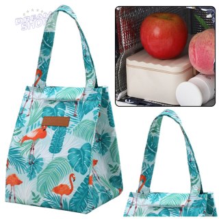Torba Termiczna Izolacyjna Śniadaniowa Lunch Bag Liście Flamingi 25cm
