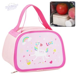 Torba Termiczna Izolacyjna Śniadaniowa Lunch Bag Różowa Jednorożec 23cm