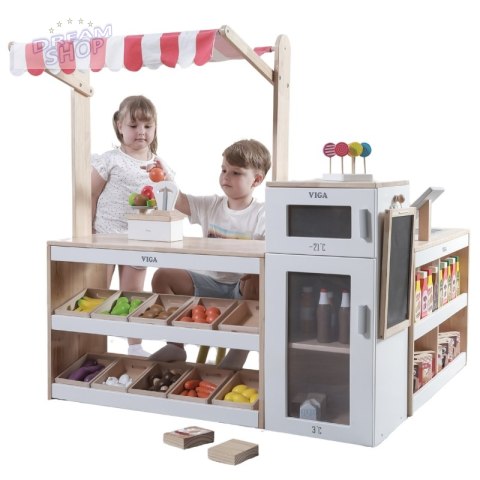 VIGA Drewniany Zestaw Stragan Sklep Supermarket XXL VIGA Drewniany Zestaw Stragan Sklep Supermarket XXL
