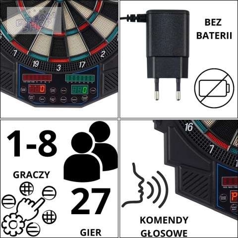 DART ELEKTRONICZNY Z ZASILACZEM I 4 LICZNIKAMI 49CM ENERO PRO DART ELEKTRONICZNY Z ZASILACZEM I 4 LICZNIKAMI 49CM ENERO PRO