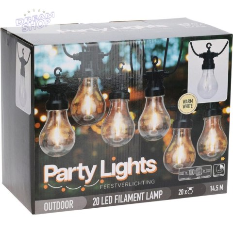 GIRLANDA OGRODOWA PARTY LIGHT 20LED A60 TIMER MOŻLIWOŚĆ ŁĄCZENIA GIRLANDA OGRODOWA PARTY LIGHT 20LED A60 TIMER MOŻLIWOŚĆ ŁĄCZENIA